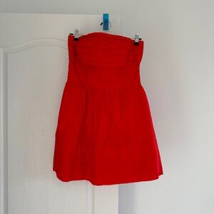 Strapless red dress